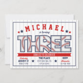 Boy Baseball 3rd Birthday Uitnodiging (Voorkant)