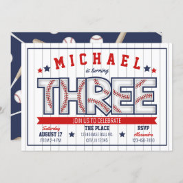 Boy Baseball 3rd Birthday Uitnodiging