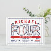 Boy Baseball 4th Birthday Invitation (Debout devant)