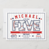 Boy Baseball 5e Anniversaire Invitation (Devant)