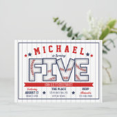 Boy Baseball 5e Anniversaire Invitation (Debout devant)