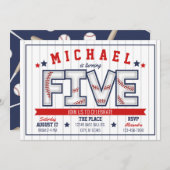 Boy Baseball 5e Anniversaire Invitation (Devant / Derrière)