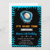 Boy Baseball Ice Cream Drip Verjaardag Uitnodiging (Voorkant / Achterkant)