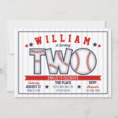 Boy Baseball Invitation de deuxième anniversaire (Devant)