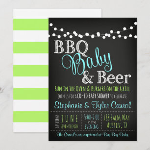 Boy BBQ Bier en Baby shower Uitnodiging
