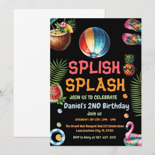 Boy Beach Ball Pool Party Uitnodiging Verjaardag (Voorkant / Achterkant)