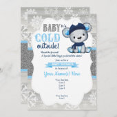 Boy Bear Invitation d'hiver pour le Baby shower ga (Devant / Derrière)