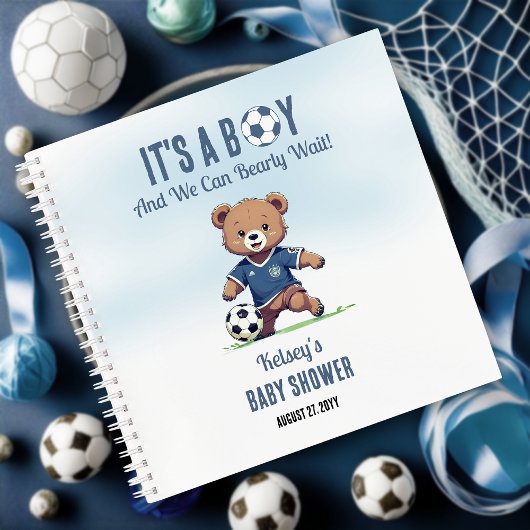 Boy Bearly Wait Soccer Baby shower Livre d'or