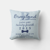 Boy Birth Stats Coussin - Blue Bow Cravate (Recto)