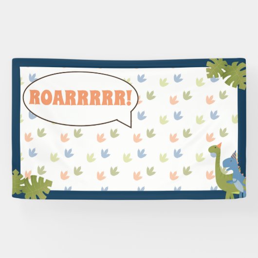 Boy Birthday - Dinosaur Stomp - achtergrond Spandoek (Horizontaal)