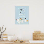 Boy Birthday Ghost en Black Bow Baby shower Poster (Keuken)