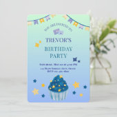 Boy Birthday Party Blue Green Gradient Invitation (Debout devant)