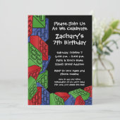 Boy Birthday Party - Bouwstenen Kaart (Staand voorkant)