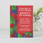 Boy Birthday Party - Bouwstenen Kaart (Staand voorkant)