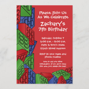 Boy Birthday Party - Bouwstenen Kaart