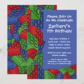 Boy Birthday Party - Bouwstenen Kaart (Voorkant / Achterkant)