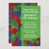 Boy Birthday Party - Bouwstenen Kaart (Voorkant / Achterkant)