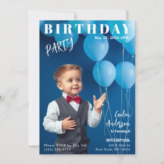 Boy Birthday Party Magazine Couverture Invitation (Devant)