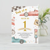 Boy Birthday Racing Cars Invitation (Debout devant)