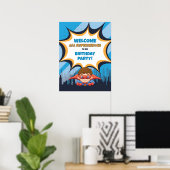 Boy Birthday Superhero Party - 18x24 Poster des si (Bureau à domicile)