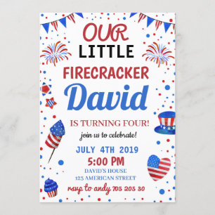 Boy Birthday USA American Firecracker 4 juli Kaart