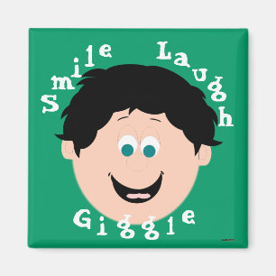 Boy Black Hair Laughing Faces Magneet