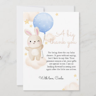 Boy Blue Balloon Schattige Bunny Baby shower Bedankkaart