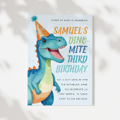Boy Blue Dinosaur Invitation de fête d'anniversair