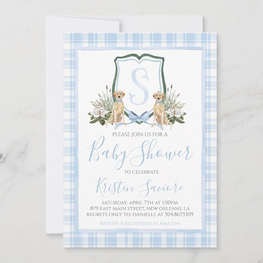 Boy Blue Dog Baby shower Preppy Southern Kaart
