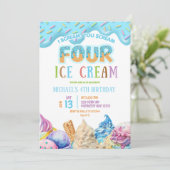 Boy Blue Drip Ik schreeuw Vier ijsjes 4e verjaarda Kaart (Staand voorkant)