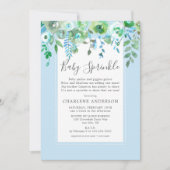 Boy Blue Floral Baby Sprinkle Kaart (Voorkant)