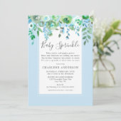 Boy Blue Floral Baby Sprinkle Kaart (Staand voorkant)
