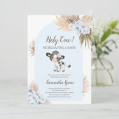 Boy Blue Holy Cow Baby shower Invitation (Debout devant)