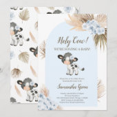 Boy Blue Holy Cow Baby shower Invitation (Devant / Derrière)
