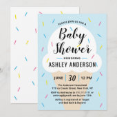 Boy Blue Ice Cream Baby shower Invitation Kaart (Voorkant / Achterkant)