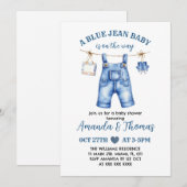 Boy Blue Jean Baby shower uitnodiging (Voorkant / Achterkant)
