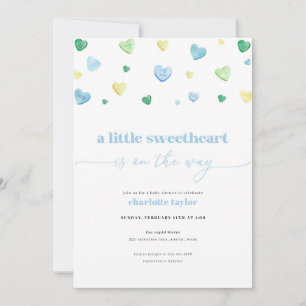 Boy Blue Little Sweetheart Baby shower Uitnodiging