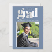 Boy Blue Modern Photo Graduation Party Invitation (Devant)