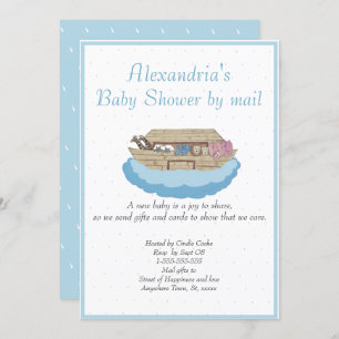Boy Blue Noah Ark Baby shower per mail Uitnodiging