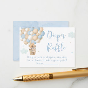 Boy Blue Teddy Bear Baby shower Luier Raffle Informatiekaartje