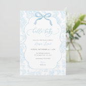 Boy Blue Toile De Jouy Baby shower Invitation (Debout devant)