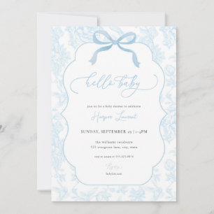Boy Blue Toile De Jouy Baby shower Invitation