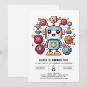 Boy Boho Antiek Robot Verjaardag Kaart (Voorkant / Achterkant)