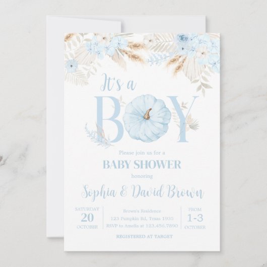 Boy Boho Pumpkin Baby Shower Kaart (Voorkant)