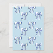 Boy Bow Invitation, Blue Hand Drawn Baby Shower Kaart (Achterkant)