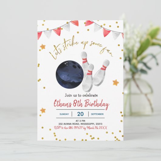 Boy Bowling Invitation d'anniversaire (Debout devant)