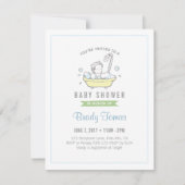 Boy Bubble Bath Baby shower Invitation Kaart (Voorkant)