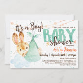 Boy Bunny Baby shower Invitation Kaart (Voorkant)