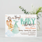 Boy Bunny Baby shower Invitation Kaart (Staand voorkant)