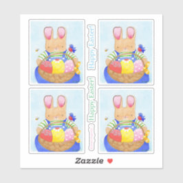 Boy Bunny met de Sticker van het mandje